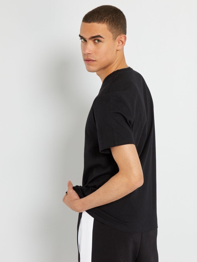T-shirt manches courtes en coton Noir - Kiabi