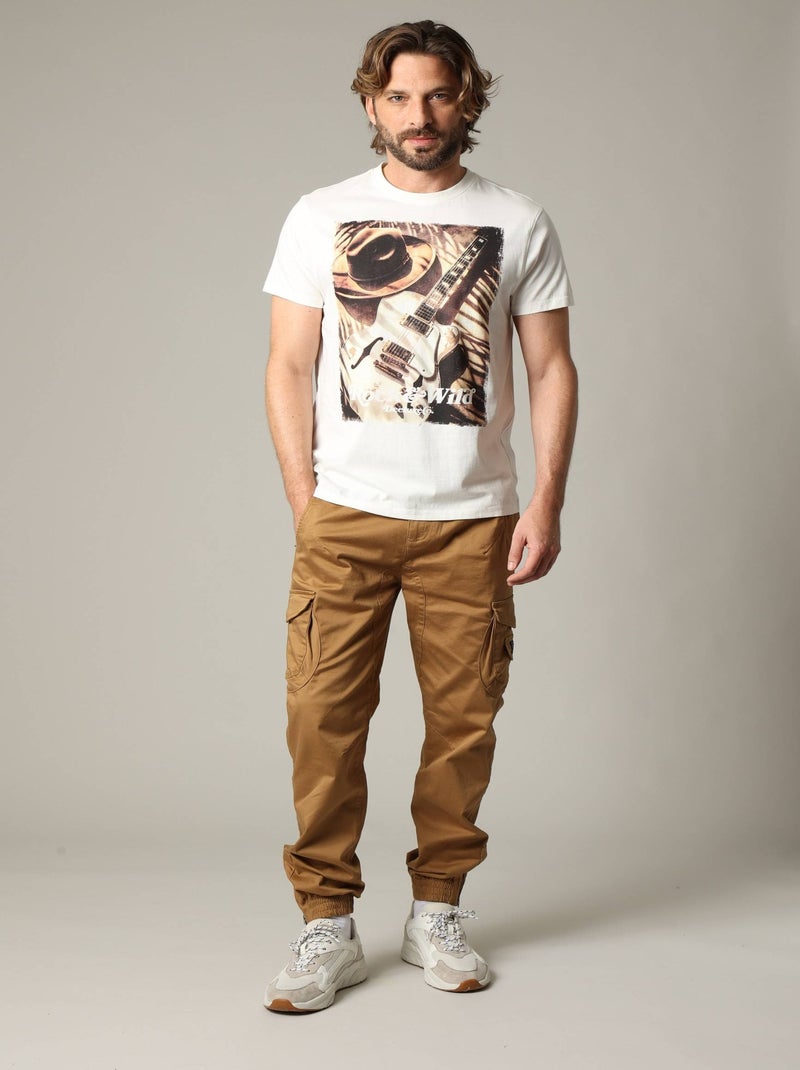 T-shirt manches courtes en coton pour un style décontracté 'Deeluxe' Ecru - Kiabi