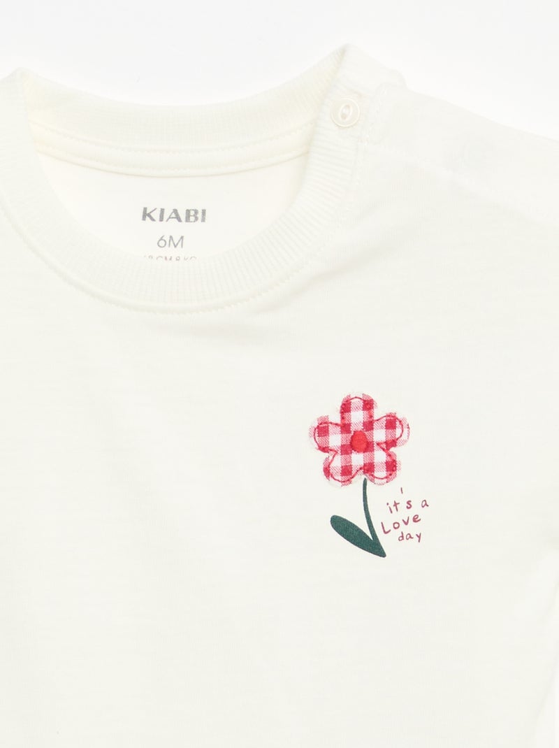 T-shirt manches courtes en jersey coton avec patch poitrine Rouge - Kiabi