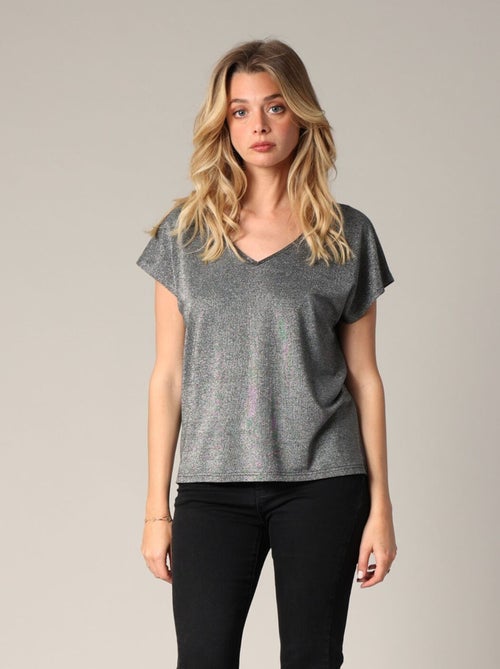 T-shirt manches courtes en maille brillante  'Deeluxe' - Kiabi