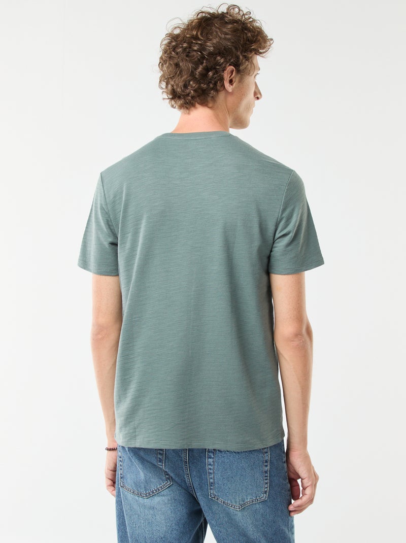 T-shirt manches courtes en maille fantaisie Vert - Kiabi