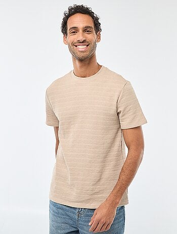 T-shirt manches courtes en maille gaufrée