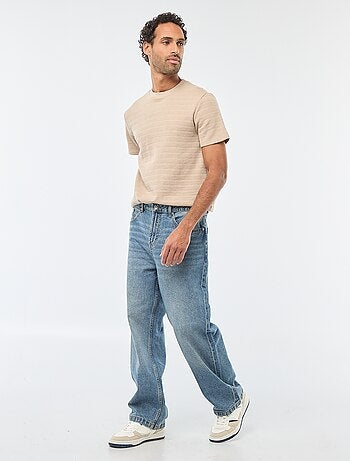 T-shirt manches courtes en maille gaufrée