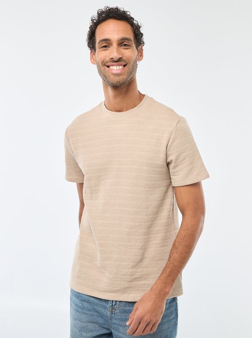 T-shirt manches courtes en maille gaufrée - Kiabi