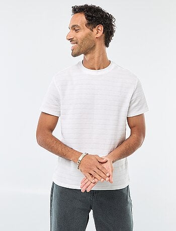 T-shirt manches courtes en maille gaufrée