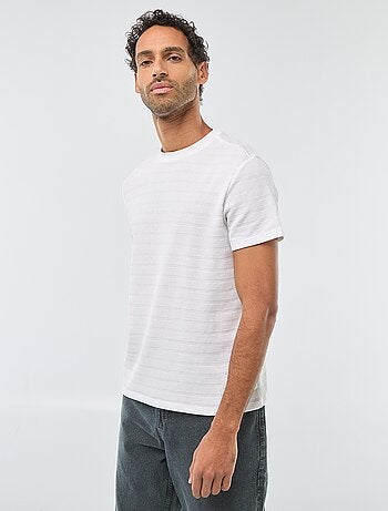T-shirt manches courtes en maille gaufrée