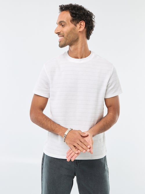 T-shirt manches courtes en maille gaufrée - Kiabi