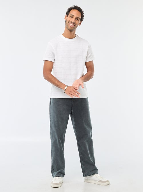 T-shirt manches courtes en maille gaufrée - Kiabi