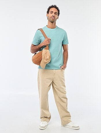 T-shirt manches courtes en maille gaufrée