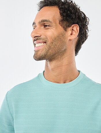 T-shirt manches courtes en maille gaufrée