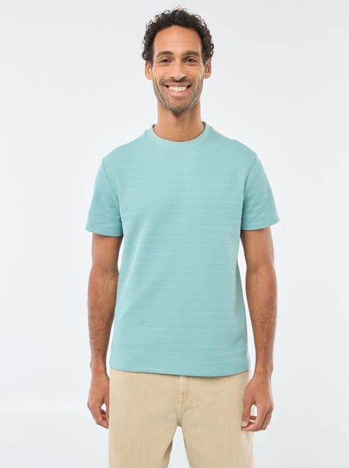 T-shirt manches courtes en maille gaufrée - Kiabi