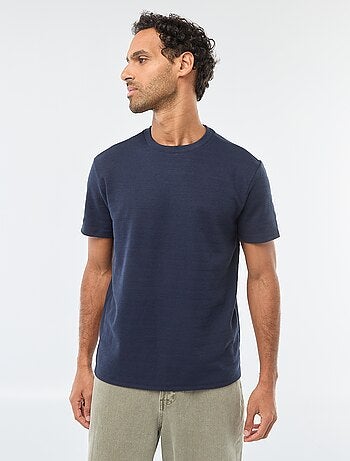 T-shirt manches courtes en maille gaufrée