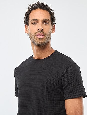 T-shirt manches courtes en maille gaufrée