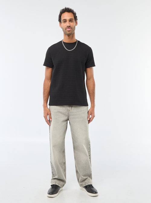 T-shirt manches courtes en maille gaufrée - Kiabi