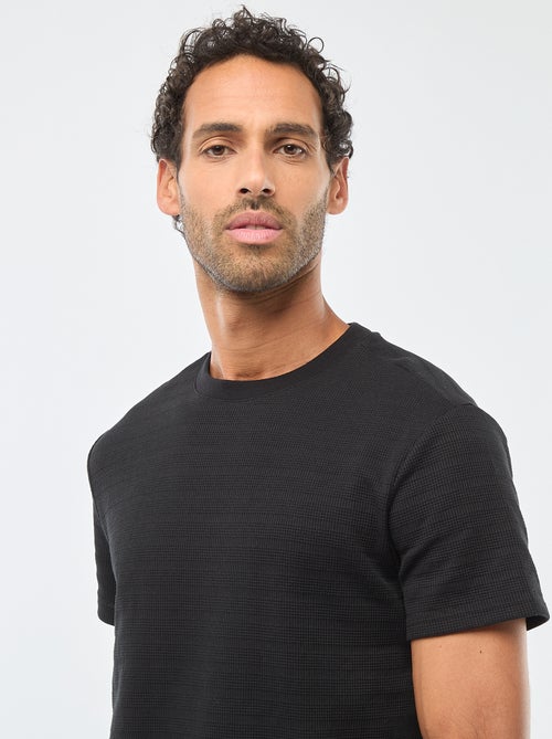 T-shirt manches courtes en maille gaufrée - Kiabi