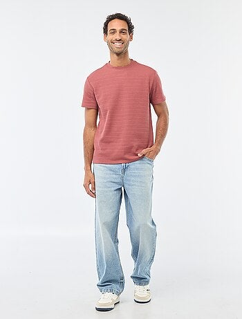 T-shirt manches courtes en maille gaufrée