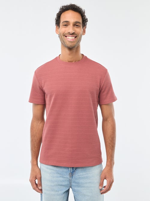 T-shirt manches courtes en maille gaufrée - Kiabi