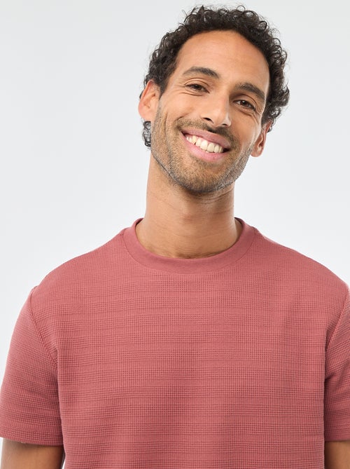 T-shirt manches courtes en maille gaufrée - Kiabi