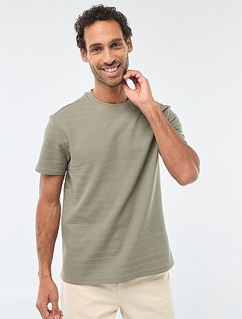 T-shirt manches courtes en maille gaufrée