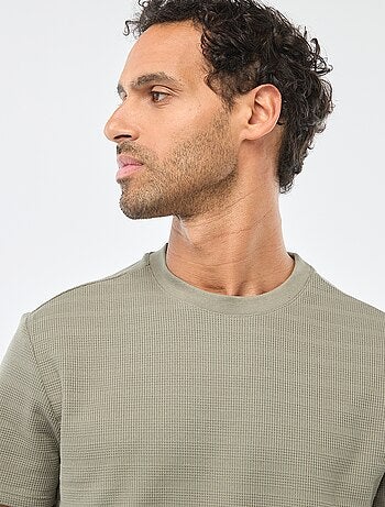 T-shirt manches courtes en maille gaufrée