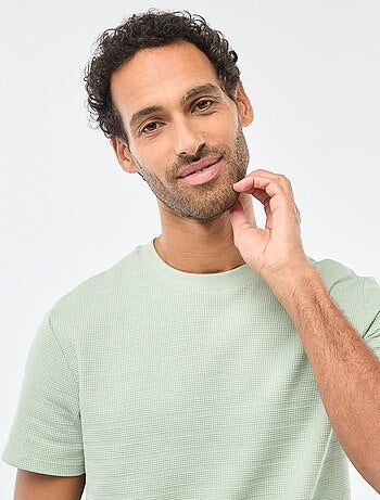 T-shirt manches courtes en maille gaufrée