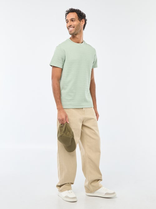 T-shirt manches courtes en maille gaufrée - Kiabi