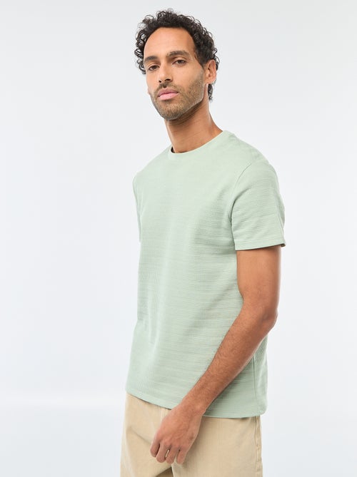T-shirt manches courtes en maille gaufrée - Kiabi