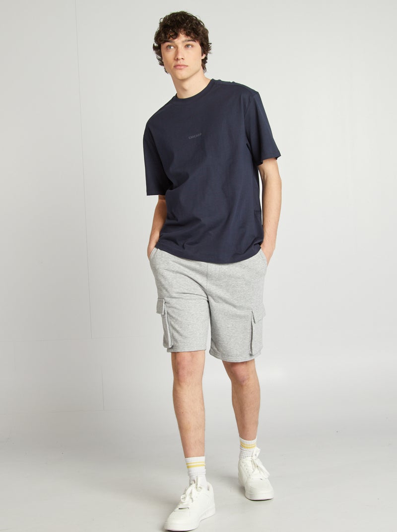 T-shirt manches courtes en maille jersey BLEU - Kiabi