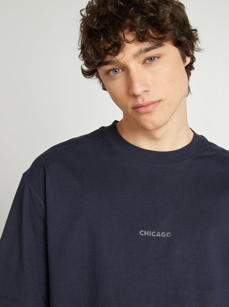 T-shirt manches courtes en maille jersey BLEU - Kiabi