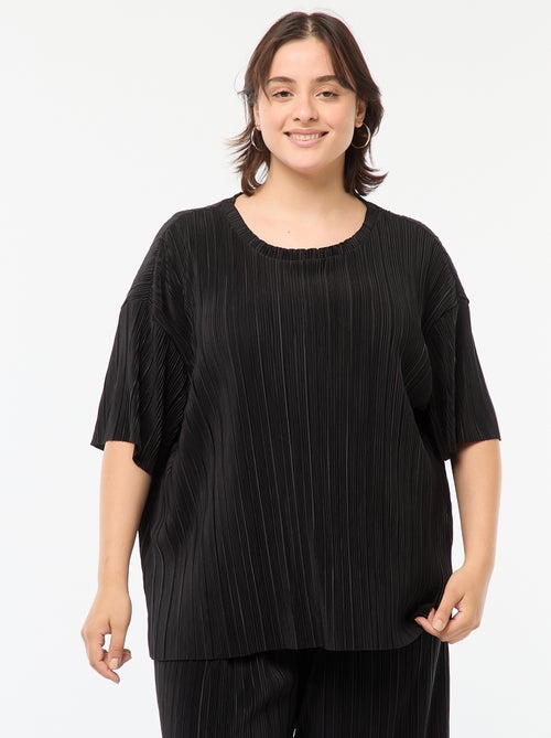 T-shirt manches courtes en matière plissée - Kiabi