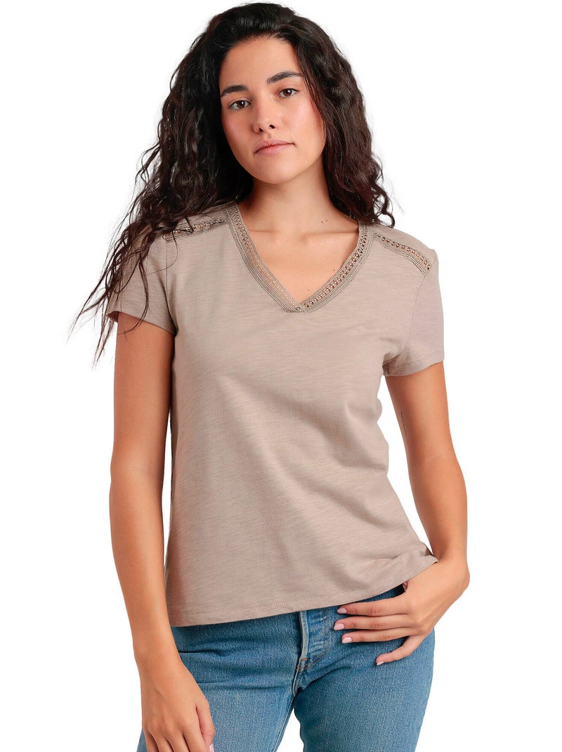 T-shirt manches courtes Entredos Beige - Kiabi