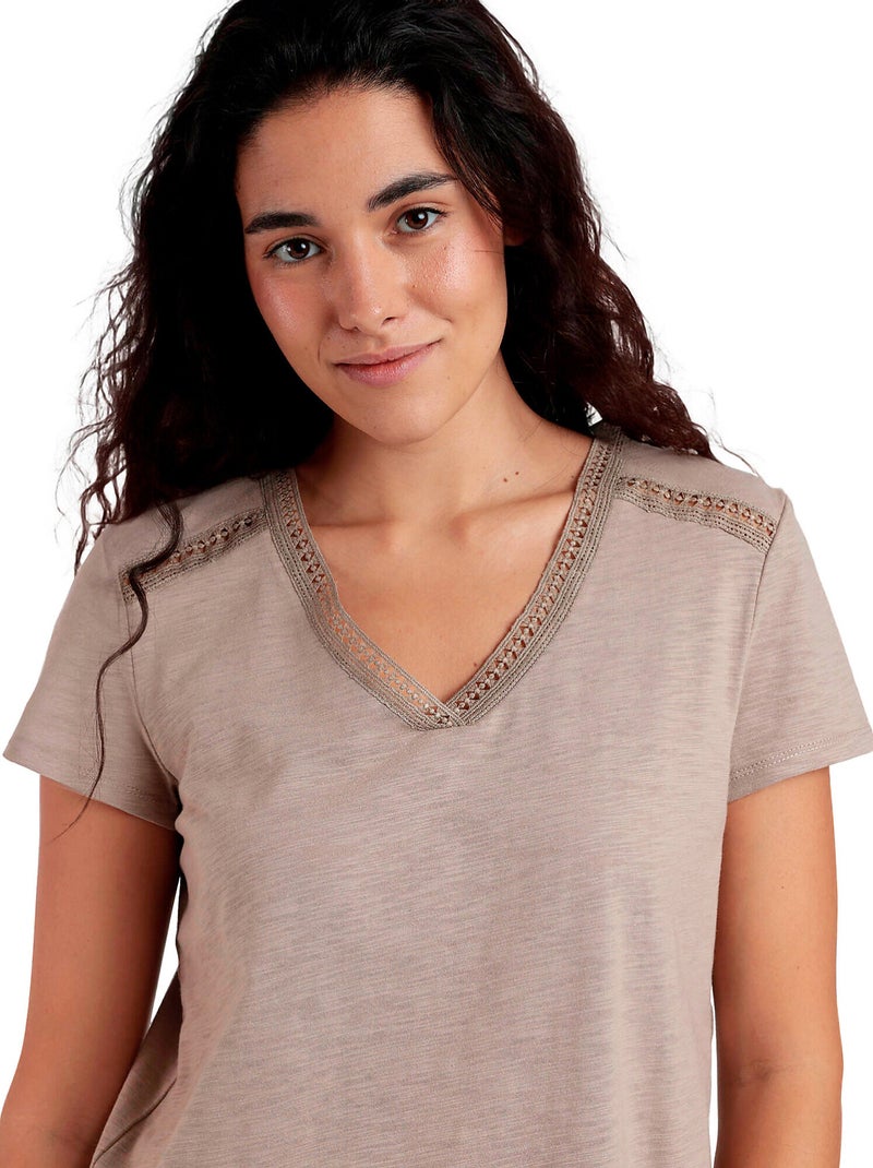 T-shirt manches courtes Entredos Beige - Kiabi