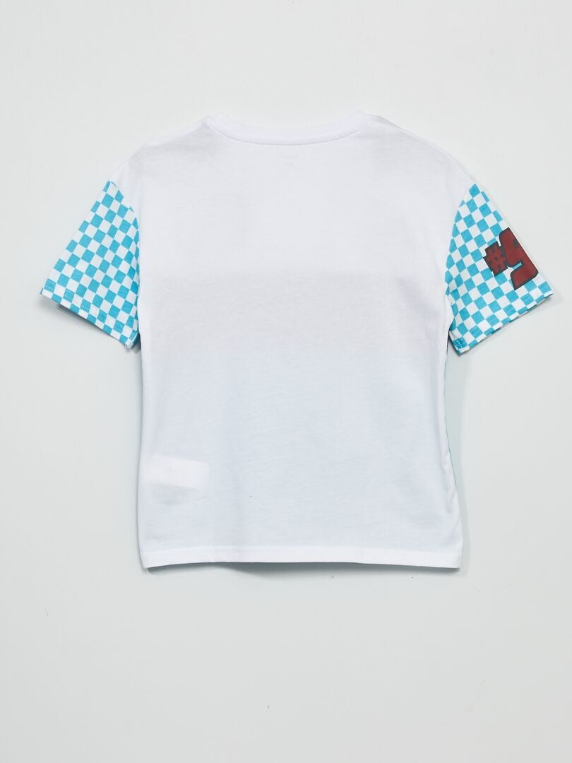 T-shirt manches courtes 'famous' Bleu - Kiabi