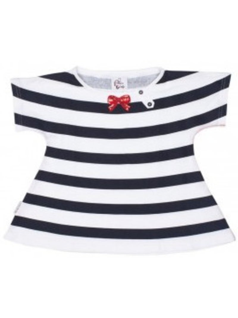 T-shirt manches courtes fille FAGOLE - MISS GIRLY Bleu marine - Kiabi