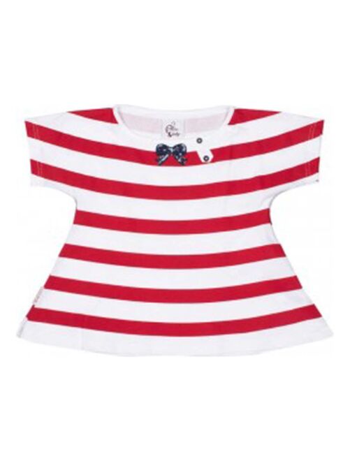 T-shirt Manches Courtes Fille - Rayé Violet, Fille