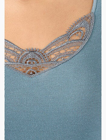 T-shirt manches courtes fine côte guipure Thermolactyl thermique - Damart