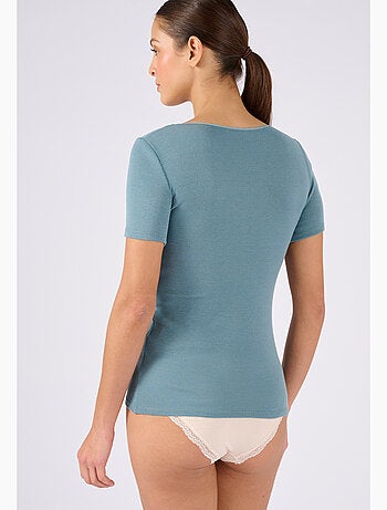 T-shirt manches courtes fine côte guipure Thermolactyl thermique - Damart