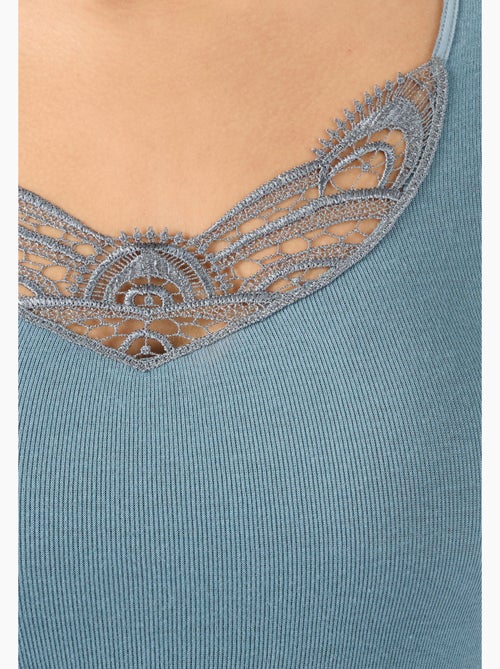 T-shirt manches courtes fine côte guipure Thermolactyl thermique - Damart - Kiabi