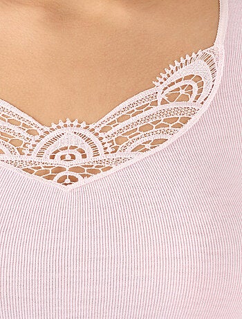 T-shirt manches courtes fine côte guipure thermolactyl thermique - damart