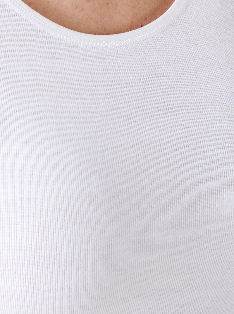 T-shirt manches courtes fine côte Thermolactyl thermique - Damart Blanc - Kiabi