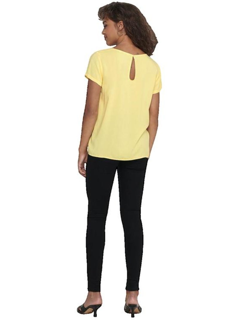 T-shirt manches courtes First One en viscose Only Jaune - Kiabi