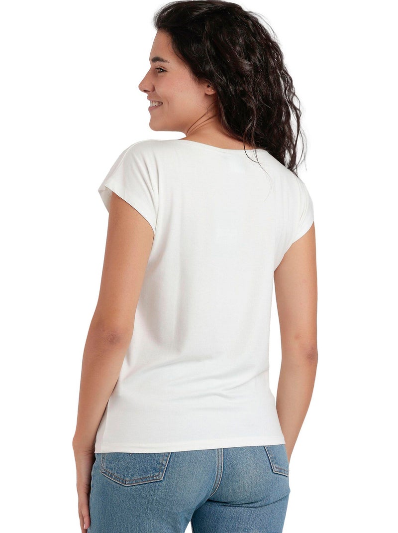 T-shirt manches courtes Front Stones Ecru - Kiabi