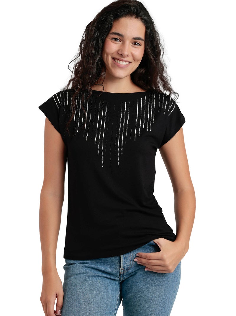T-shirt manches courtes Front Stones Noir - Kiabi