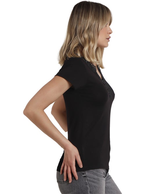 T-shirt manches courtes Guipur - Kiabi