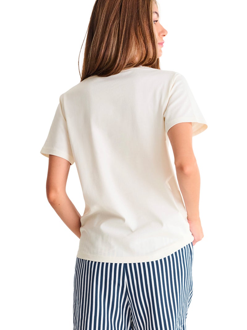 T-shirt manches courtes Happy SUMMERTIME Ecru - Kiabi
