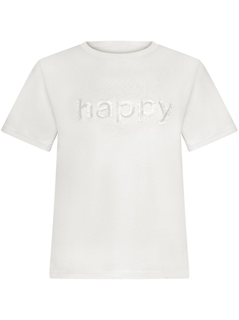 T-shirt manches courtes Happy SUMMERTIME Ecru - Kiabi