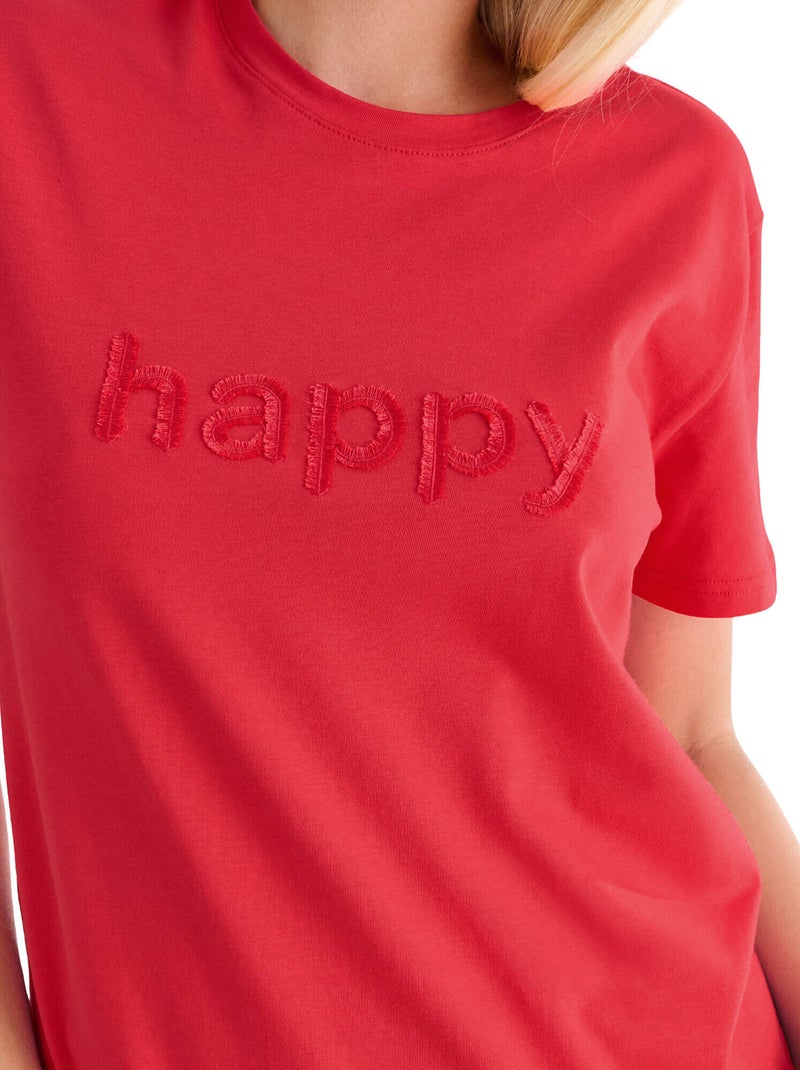 T-shirt manches courtes Happy SUMMERTIME Rouge - Kiabi