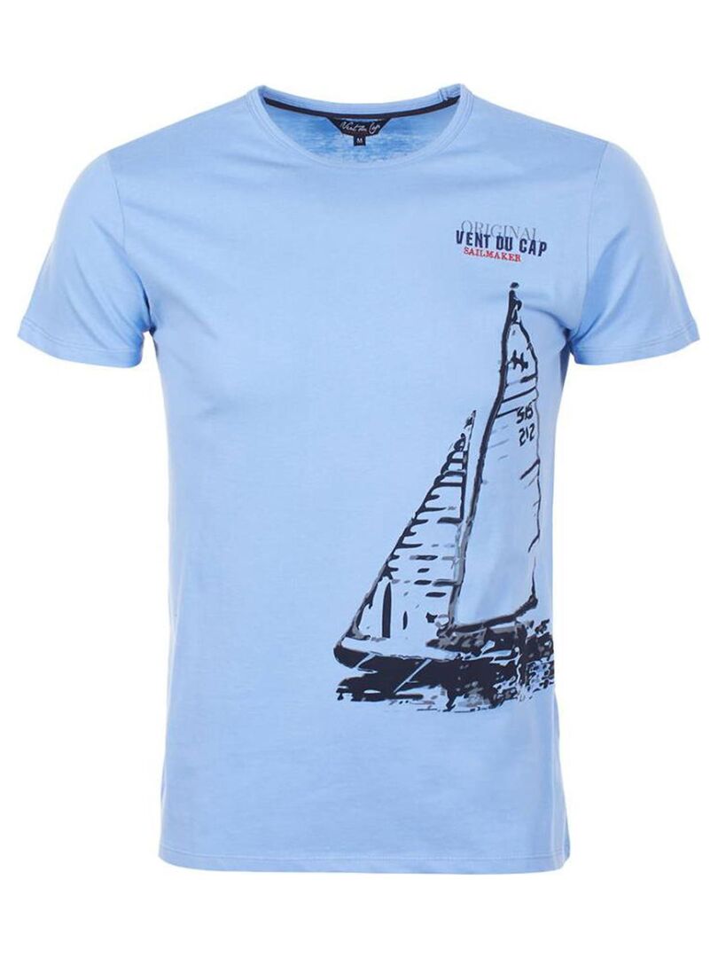T-shirt manches courtes homme CADRIO - VENT DU CAP Bleu ciel - Kiabi