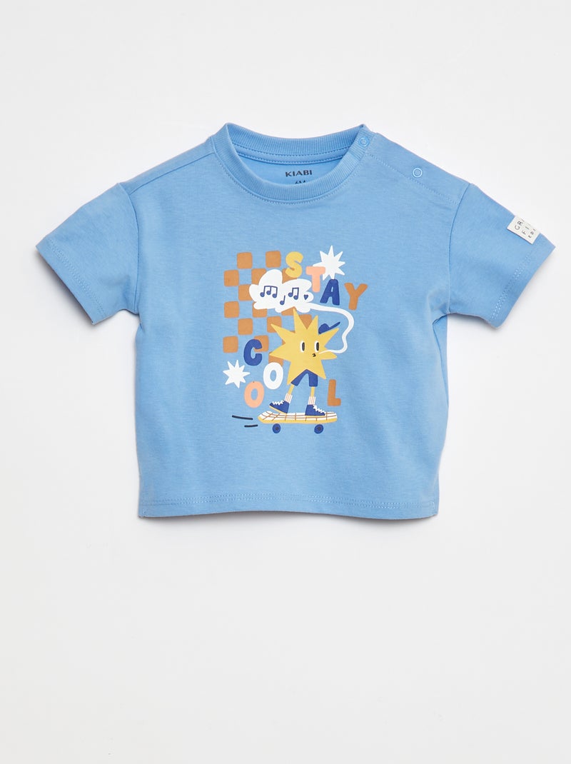 T-shirt manches courtes imprimé - Grafik Edition Bleu - Kiabi