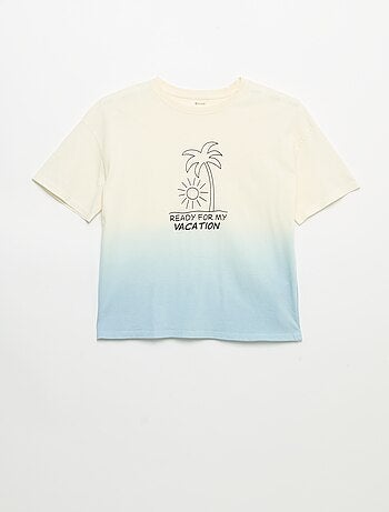 T-shirt manches courtes imprimé avec teinte tie and dye